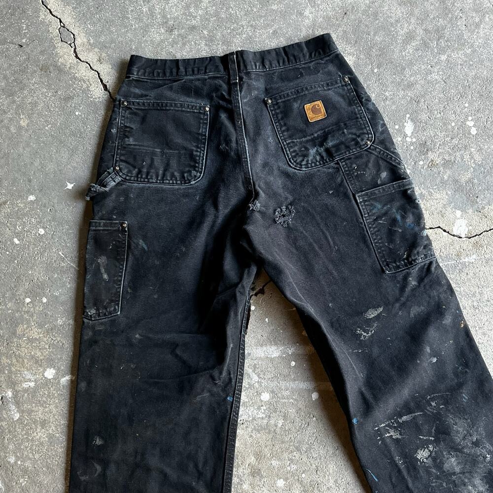 Carhartt faded black double knee work wear carpenter pants - Picture 6 of 12